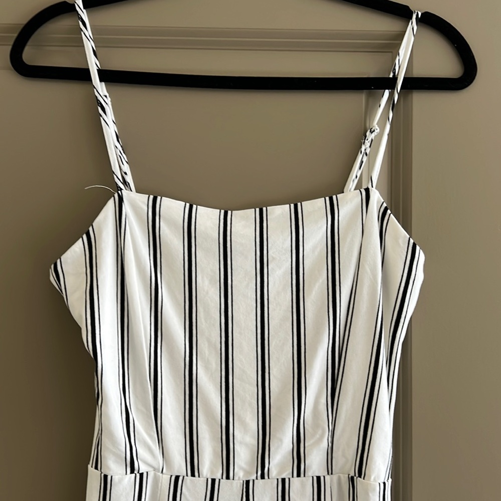 Medium Black and White Vertical Stripes Adjustable Jumpsuit